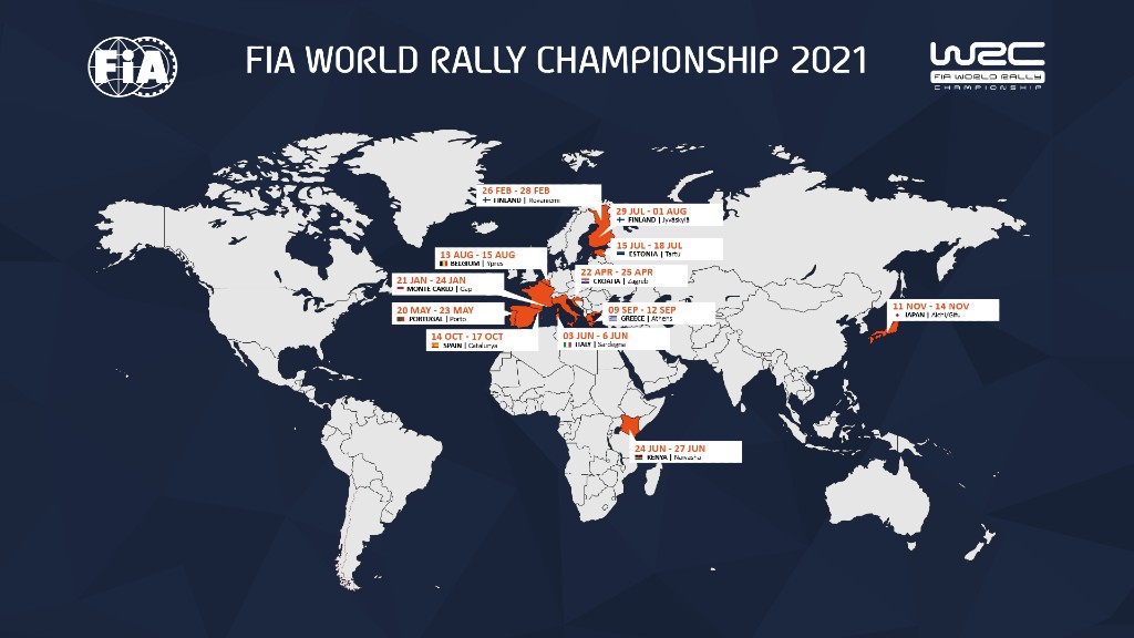 World Rally Championship WRC 2021 season calendar