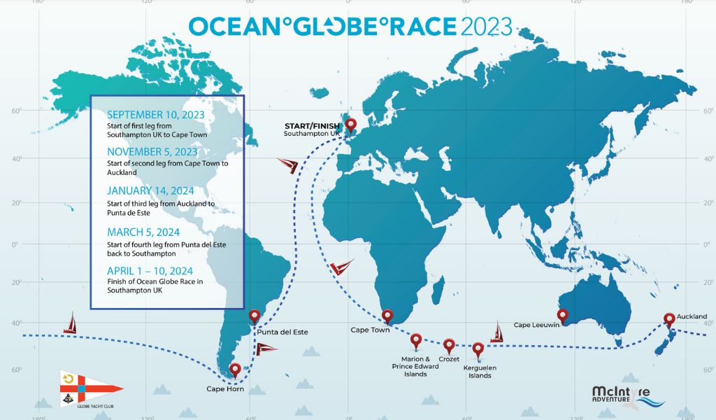 Ocean Globe Race 2023 route map